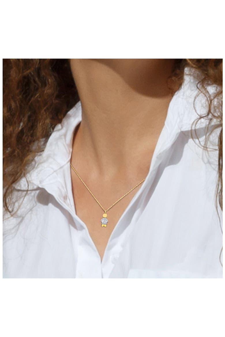 Diamond Girl Charm Pendant Necklace - 0.1ct., Alternate, color, GOLD