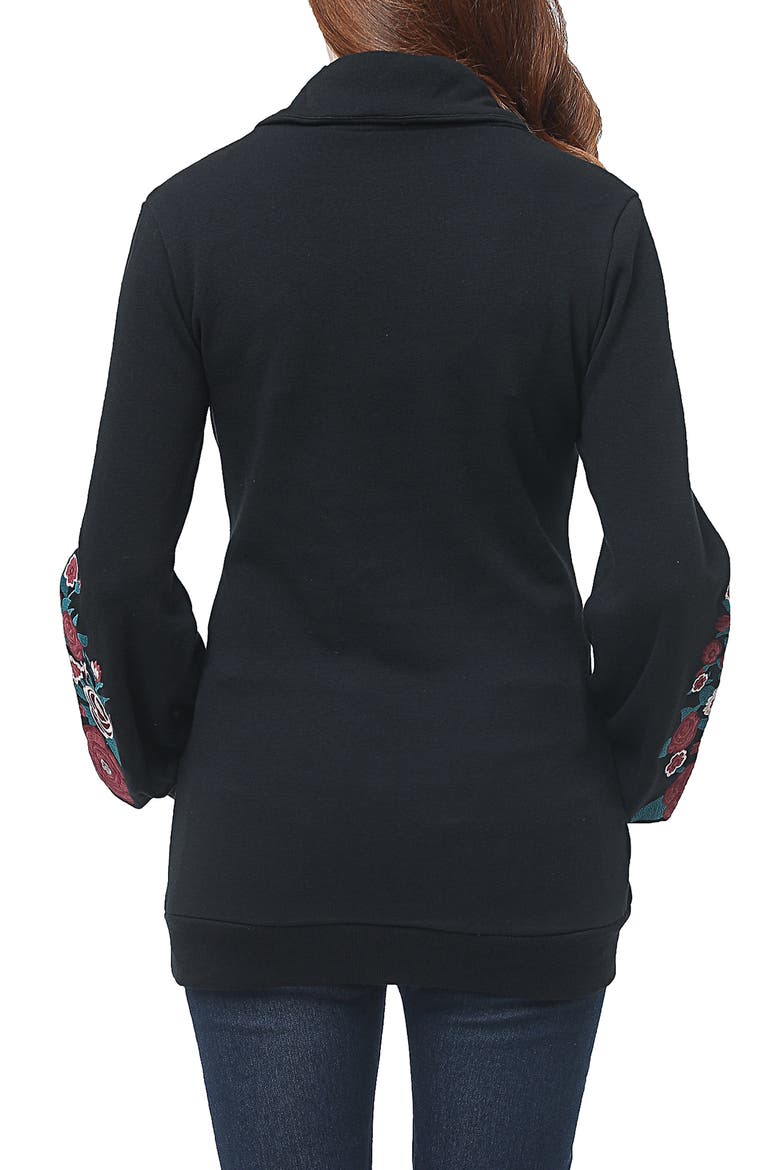 Nellie Shawl Collar Maternity Top, Alternate, color, BLACK