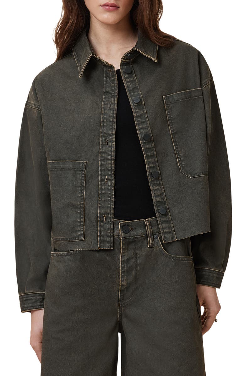 AllSaints Nicky Crop Denim Shacket, Main, color,