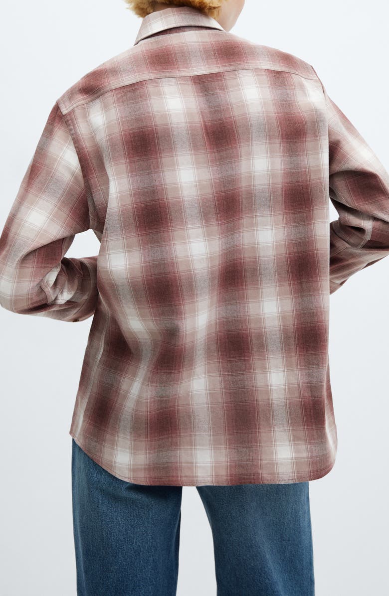 MANGO Plaid Cotton Blend Flannel Button-Up Shirt, Alternate, color,