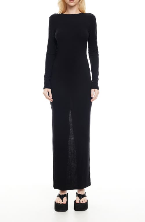 Lioness Muse Open Back Long Sleeve Maxi Dress In Black