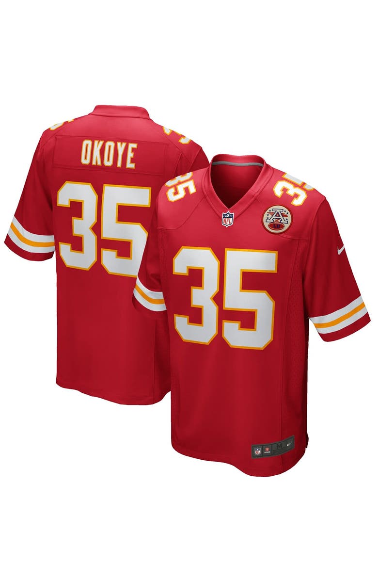 Nike Men's Nike Christian Okoye Red Kansas City Chiefs Game Retired Player Jersey, Main, color, 