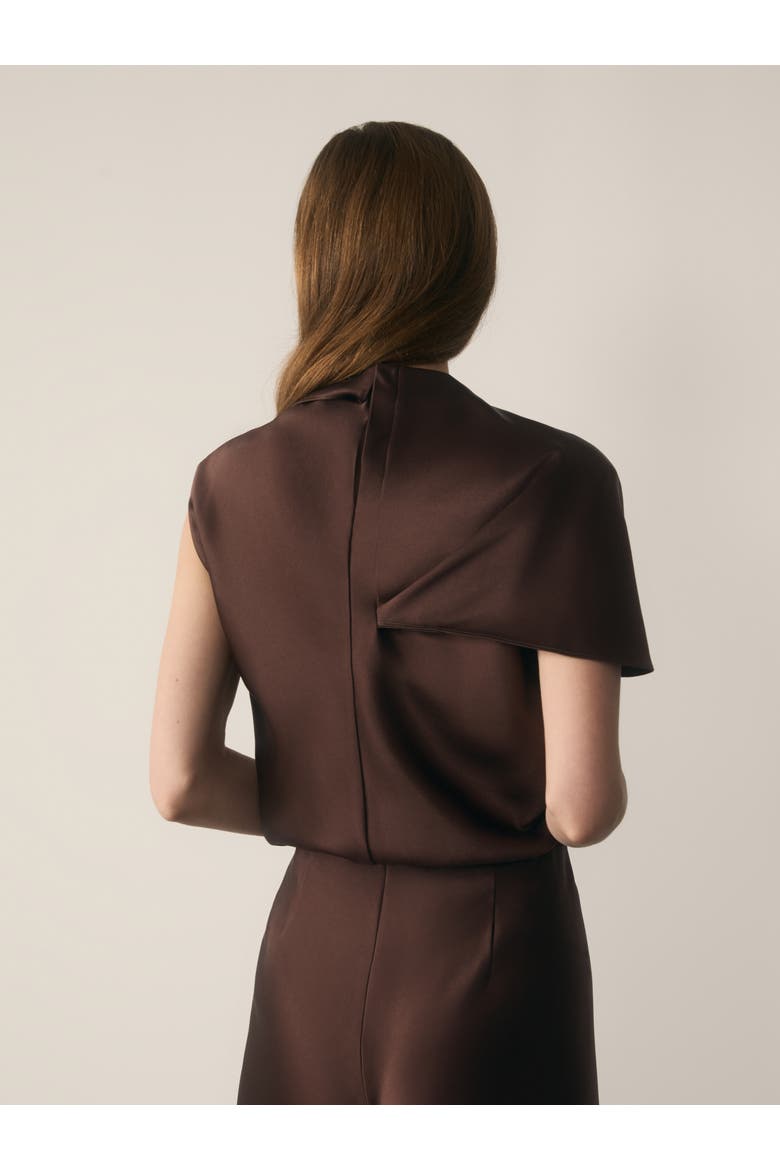 Ocana Asymmetric Sleeve Satin Blouse, Alternate, color, Brown