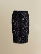 Contessa Mills Fleur Sheer Abstract Lace Midi Pencil Skirt