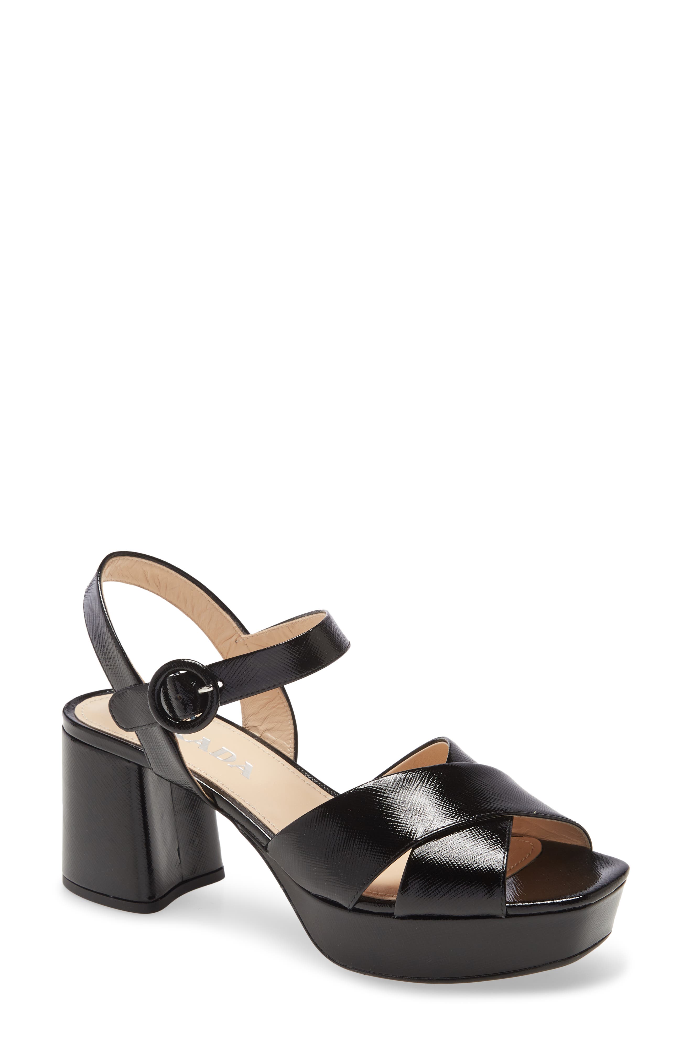 Prada Crisscross Platform Sandal, Main, color, 