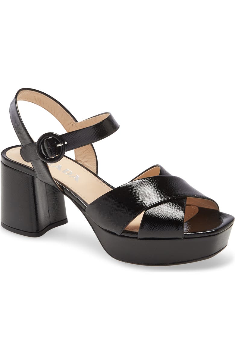 Prada Crisscross Platform Sandal, Main, color,