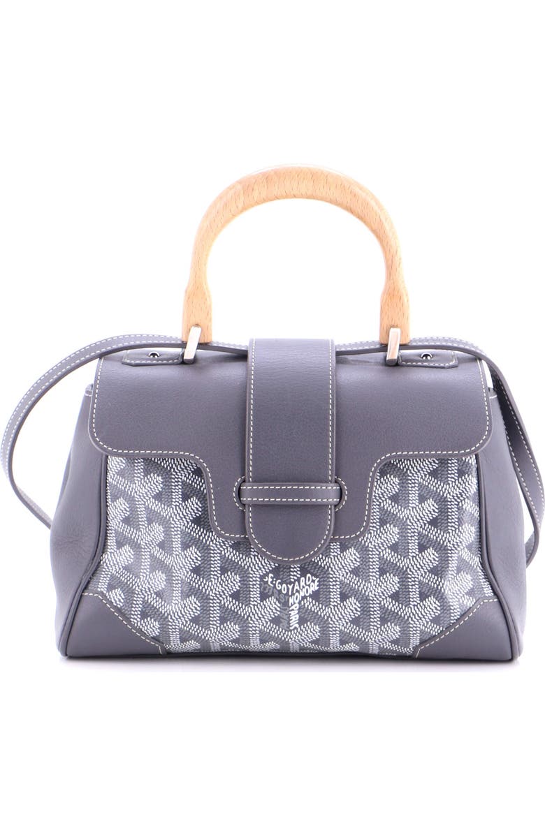 Pre-Owned Goyard Saigon Top Handle Bag Coated Canvas with Leather Mini, Main, color, Gray