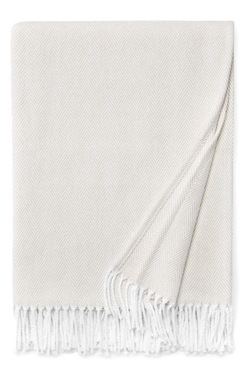 Celine Fringed Herringbone Cotton Throw