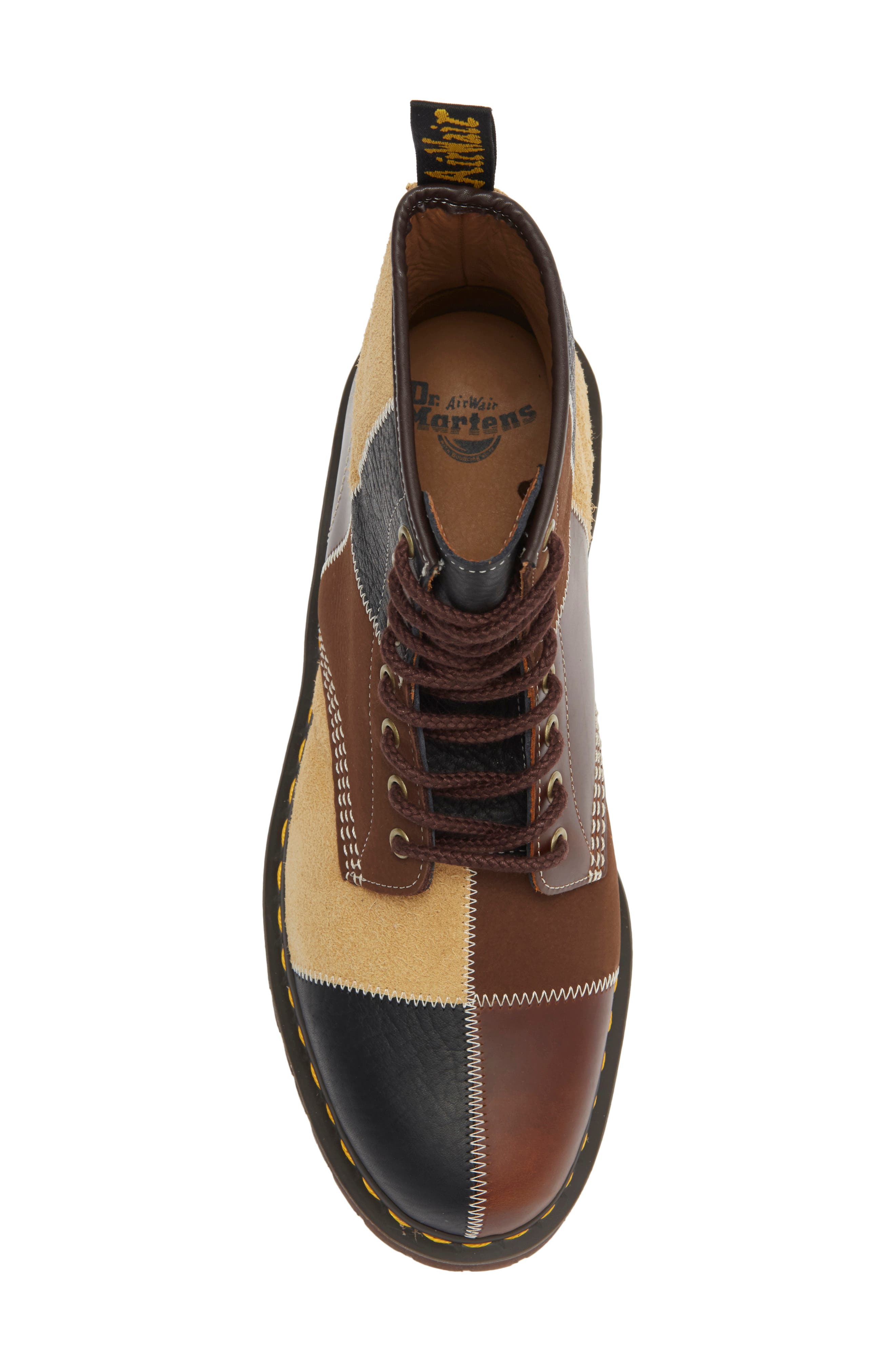 1460 Patchwork 8-Eye Boot, Alternate, color, BUTTERSCOTCH DARK BROWN