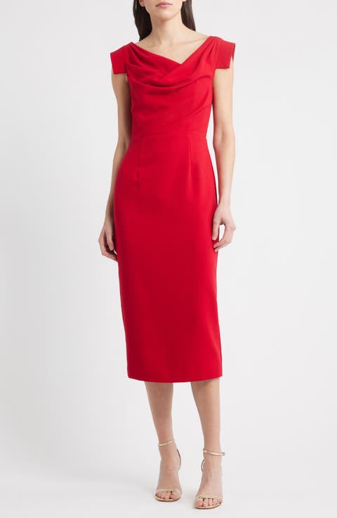 Jacqueline Midi Gabardine Sheath Dress
