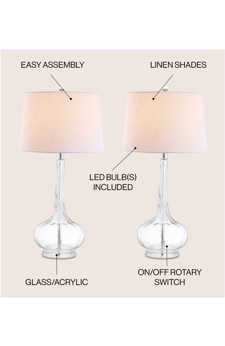 JONATHAN Y Bette 28.5" Glass Teardrop LED Table Lamp, Alternate, color, Clear