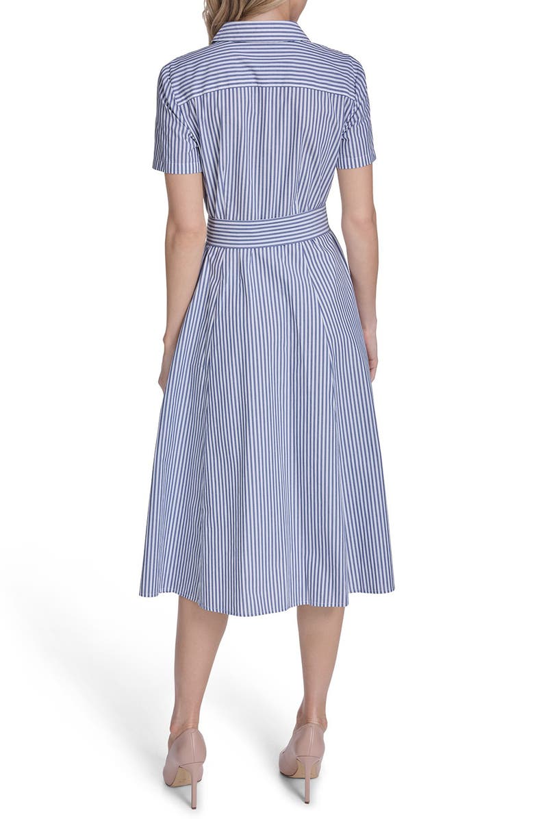 Tommy Hilfiger Stripe Short Sleeve Cotton Shirtdress, Alternate, color, Bright White/ Marina Blue