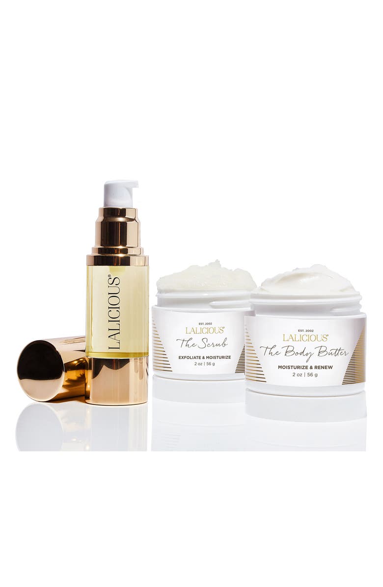 LALICIOUS Exfoliate, Hydrate & Shine Travel Set, Alternate, color, 