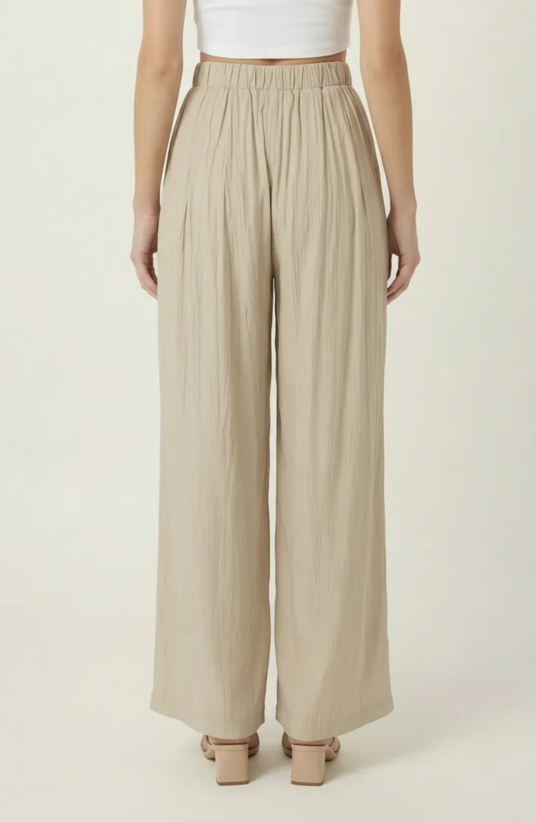 Modenaire Elastic Waist Flowing Wide Leg Pants, Alternate, color, Beige