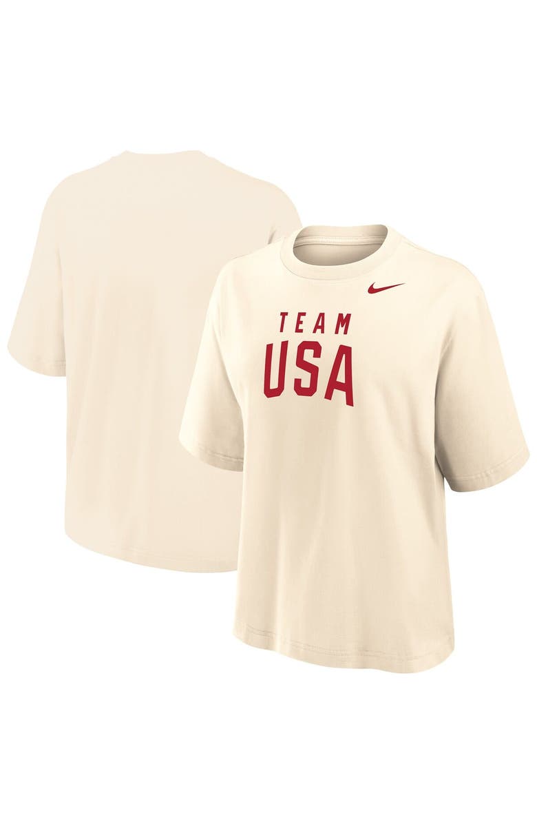 Nike Women's Nike Cream Team USA Boxy T-Shirt, Main, color, Cream