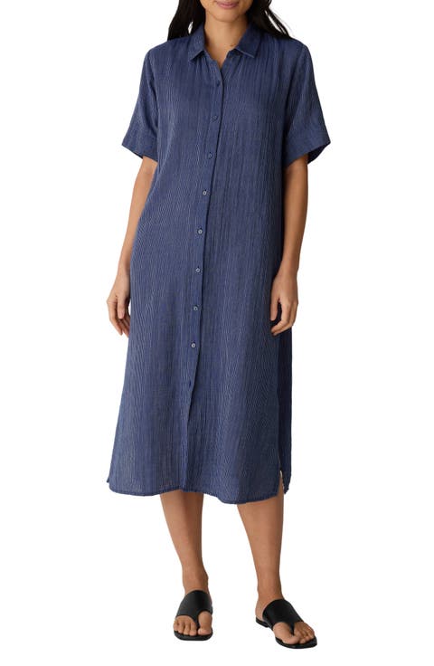 Stripe Organic Cotton Midi Shirtdress