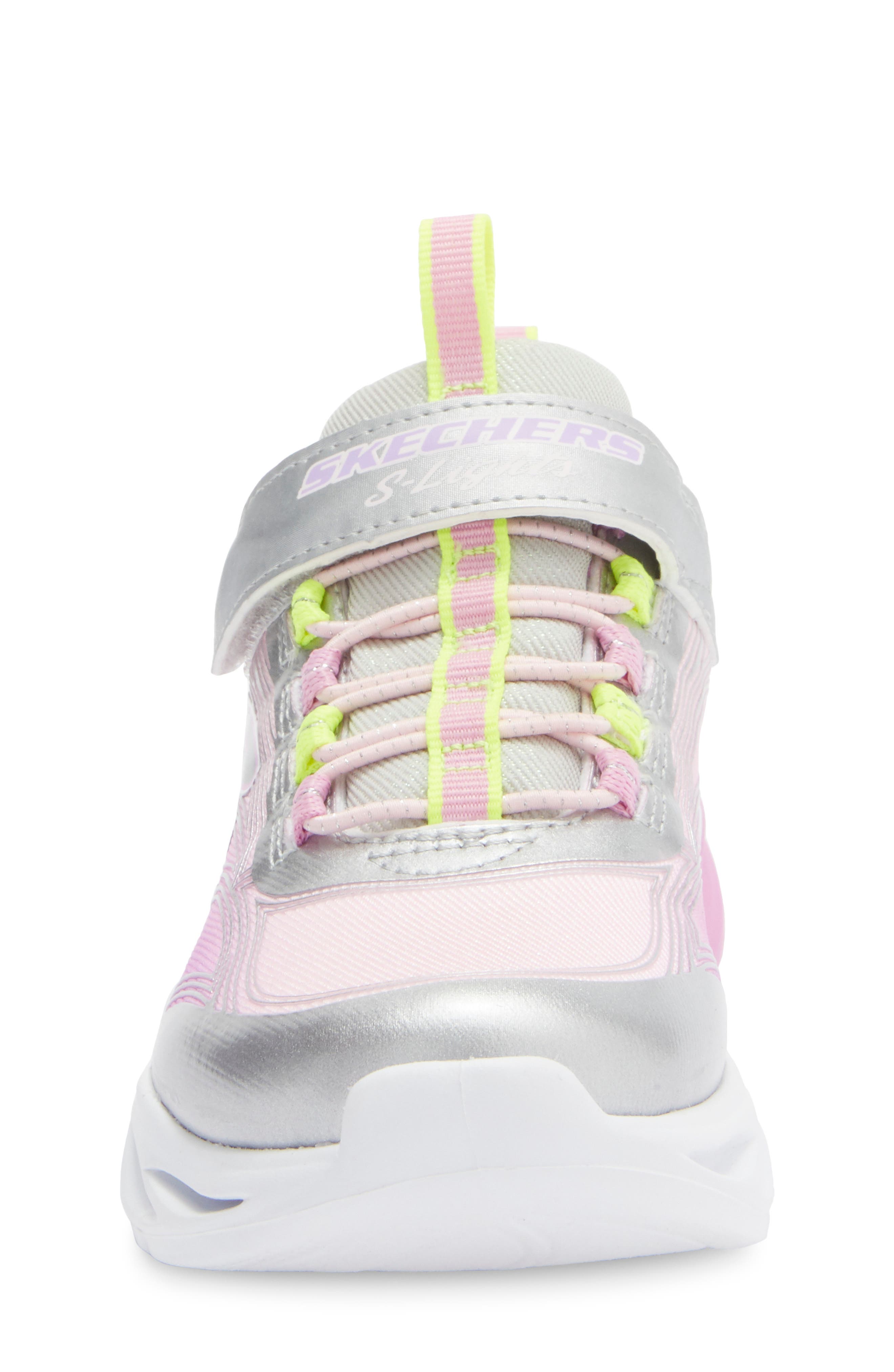 SKECHERS Kids' Cosmic Glow Light-Up Sneaker, Alternate, color, Pink/ Silver