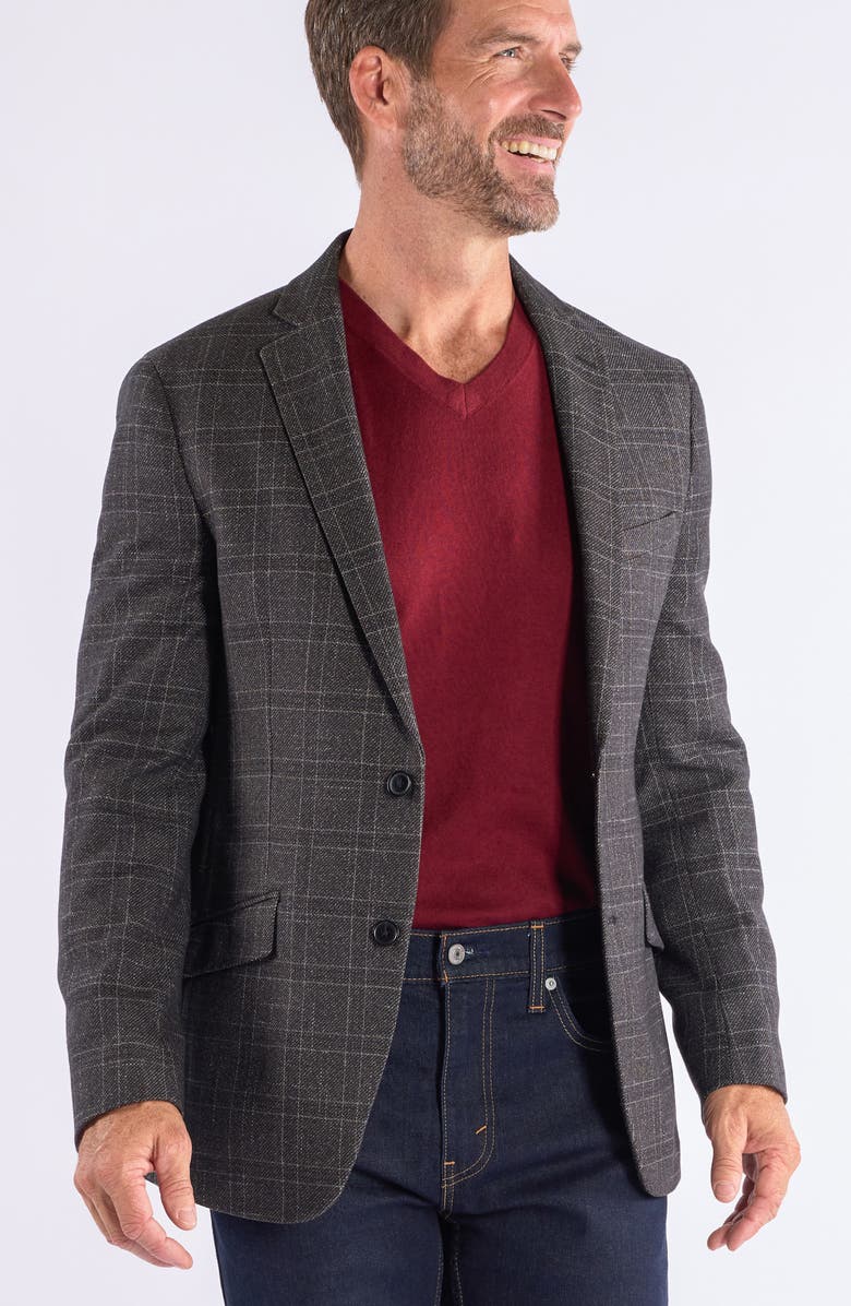 SAVILE ROW CO Windowpane Knit Sport Coat, Alternate, color, Grey