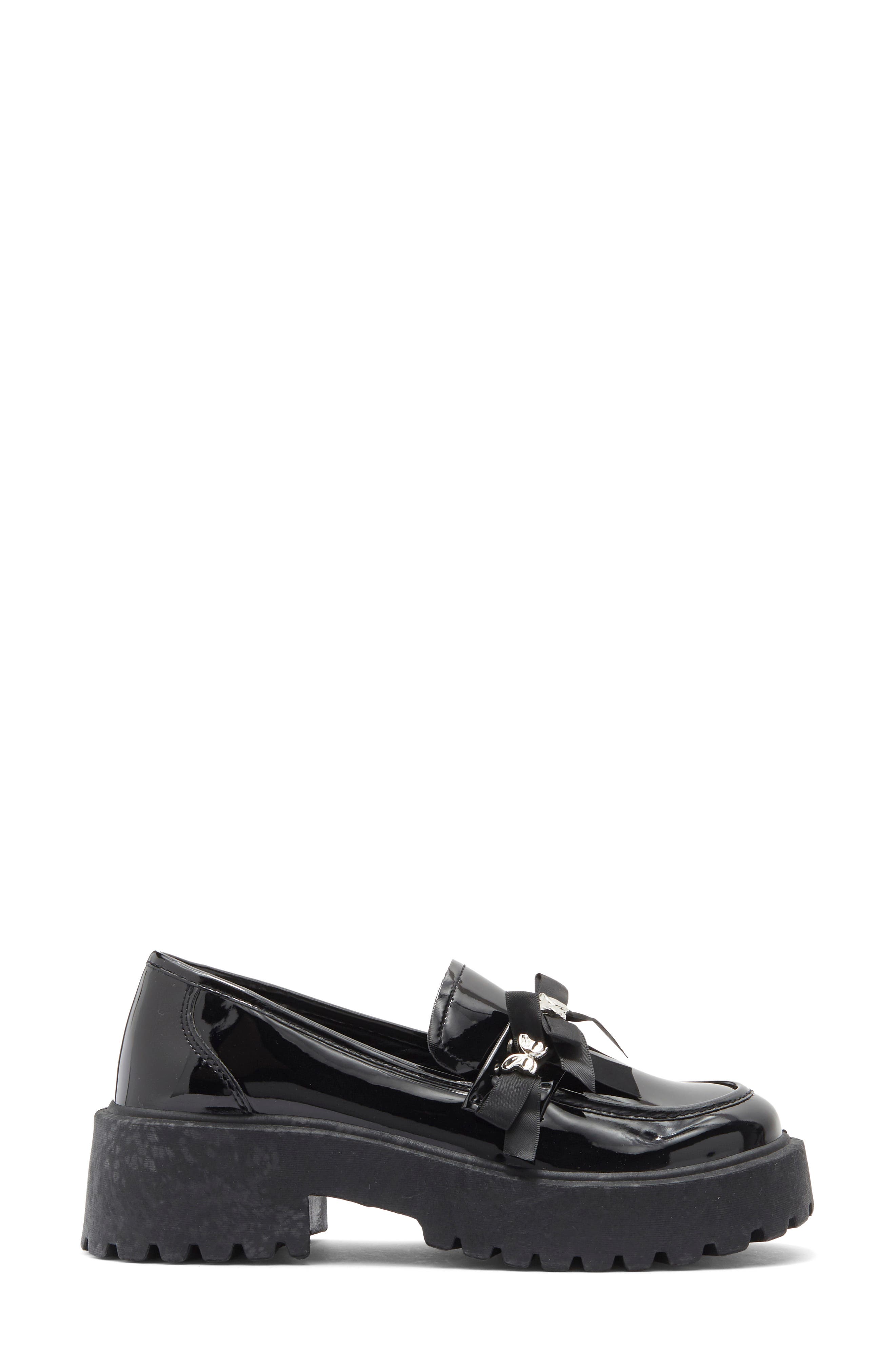 Tippy Bow Platform Loafer, Alternate, color, BLACK