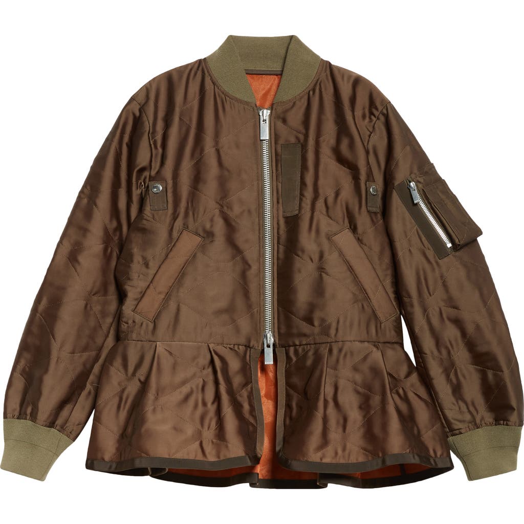 SACAI SACAI QUILTED SATIN PEPLUM JACKET