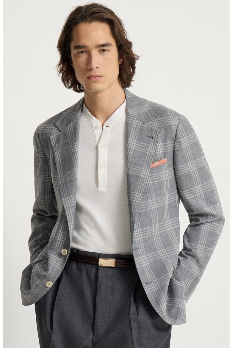 Tartan deconstructed blazer, Alternate, color, Light Grey