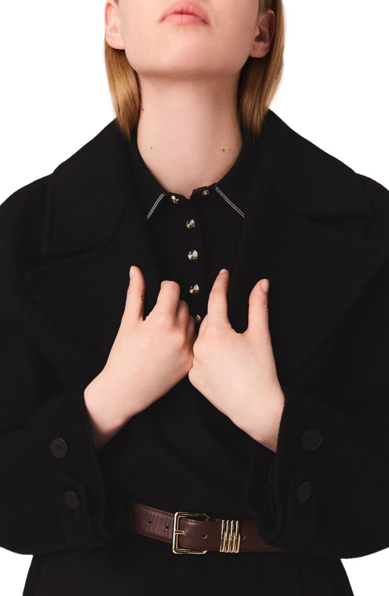 maje Double-faced mid-length coat, Alternate, color, 