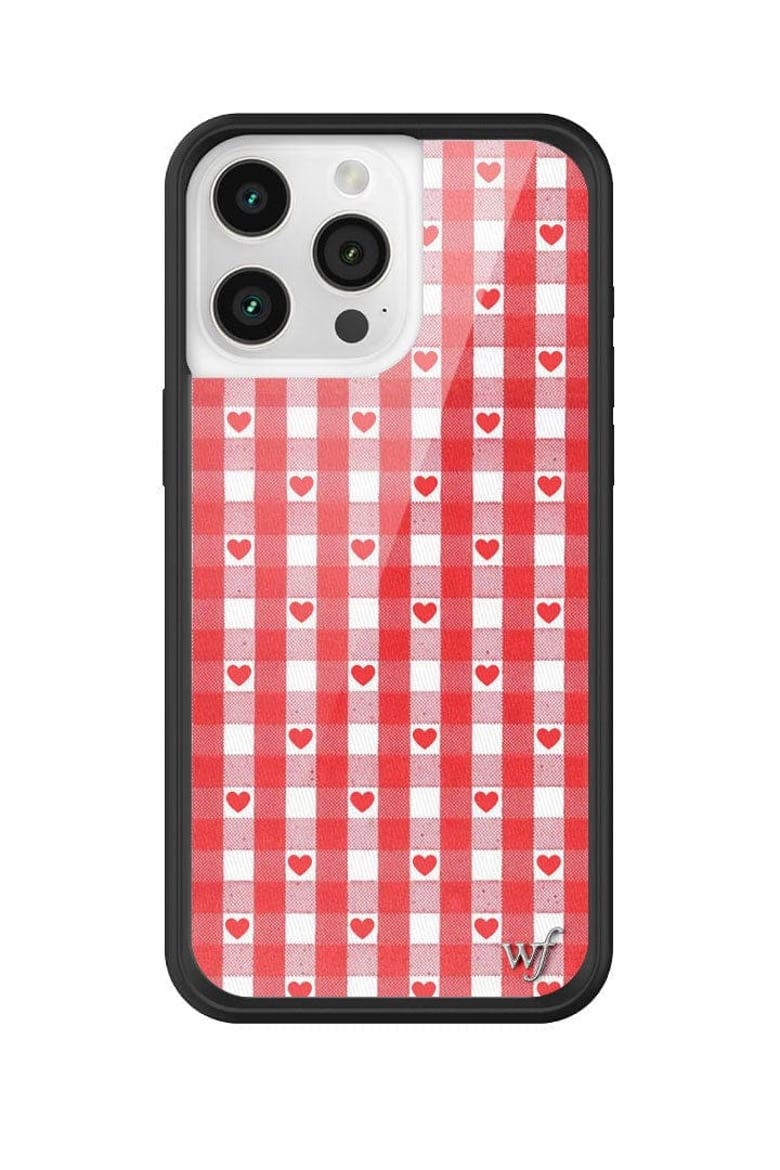 Gingham Hearts | Red iPhone Case, Alternate, color, Red
