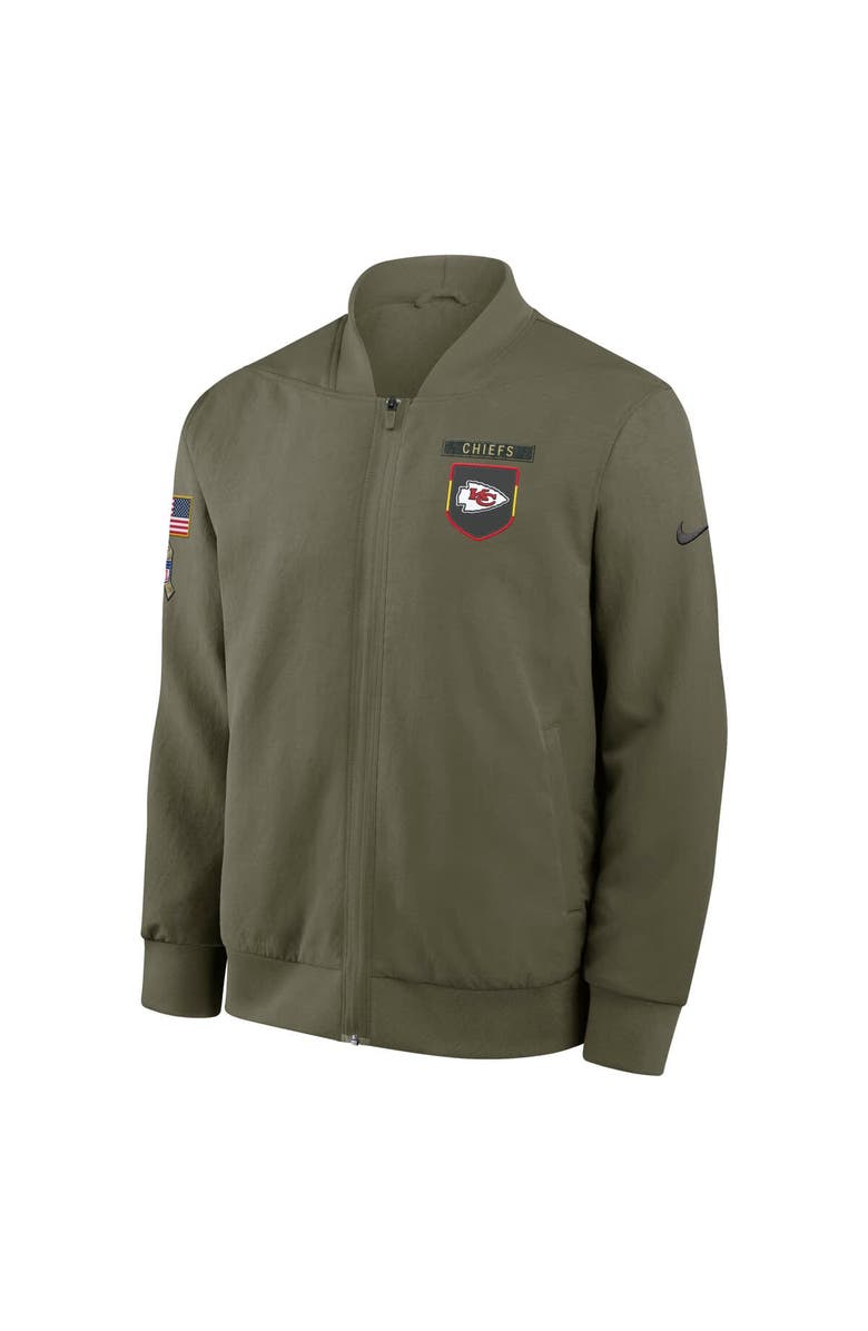 Nike Men's Nike Olive Kansas City Chiefs 2025 Salute to Service Sideline Full-Zip Bomber Jacket, Alternate, color, Olive