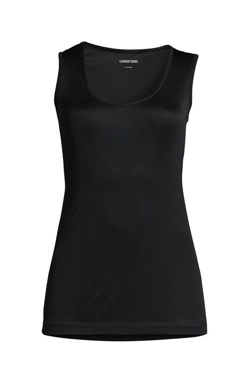 Lands' End Petite Silk Interlock Thermal Long Underwear Base Layer Tank Top In Black