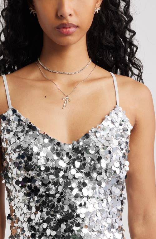 Bp. V-neck Sequin Minidress In Gray