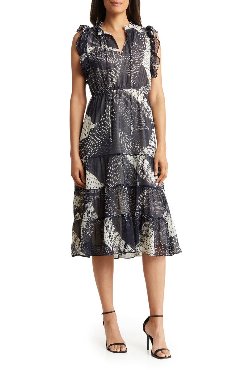 PHILOSOPHY BY RPUBLIC CLOTHING Ruffle Tiered Georgette Midi Dress, Main, color, 