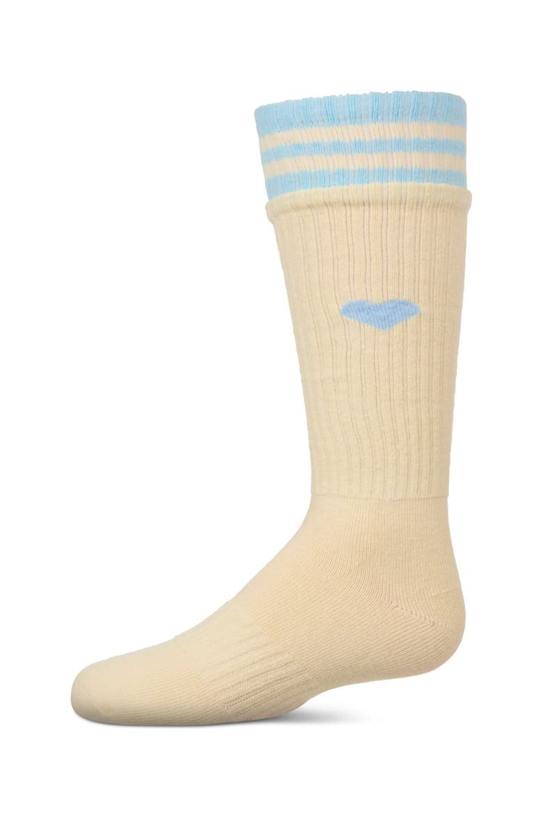 Ribbed Heart and Stripes Knee Sock, Main, color, Winter White