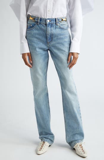 Stella Mccartney Hardware Detail Denim Straight Leg Jeans In Blue