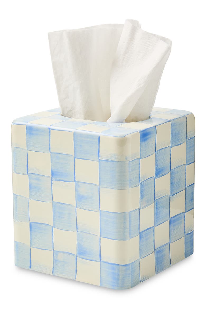 Sky Check Boutique Tissue Box Cover, Alternate, color, SKY CHECK