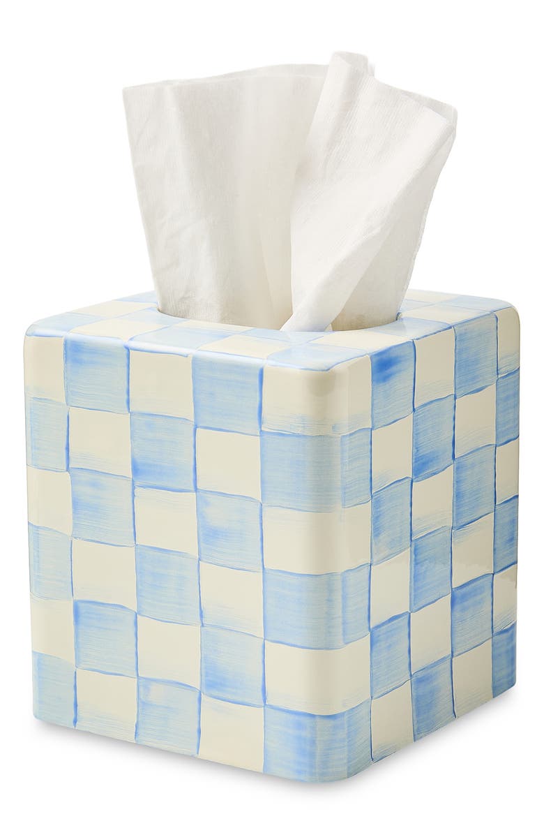 MACKENZIE CHILDS Sky Check Boutique Tissue Box Cover, Alternate, color, Sky Check