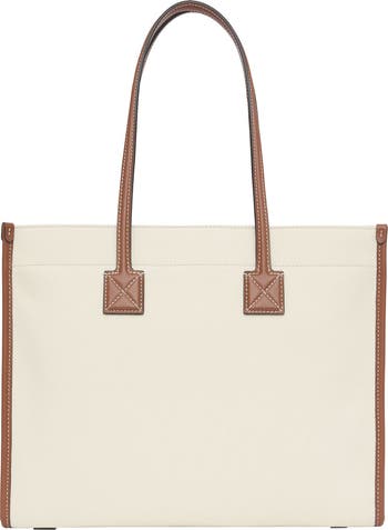 Burberry Small Freya Horseferry Logo Canvas & Leather Tote