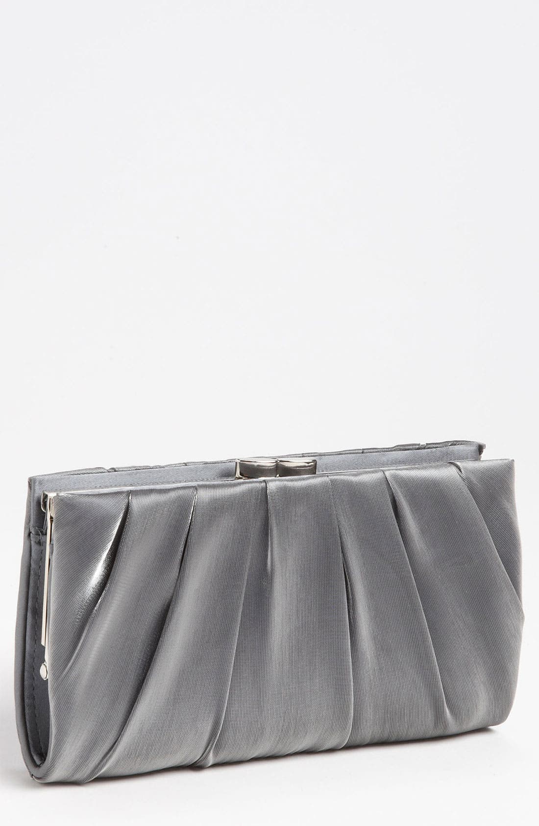 'Larry' Satin Clutch, Main, color, PEWTER