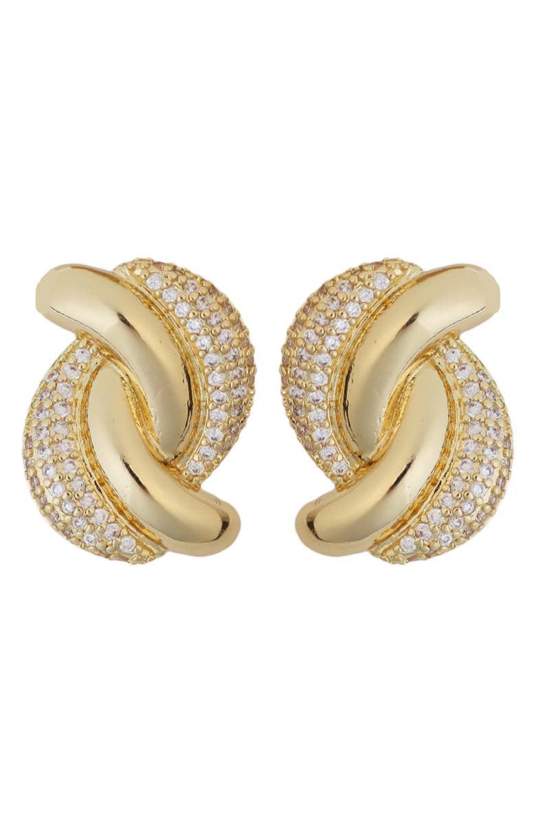 Panacea Pavé Crystal Twisted Drop Earrings, Main, color, Gold