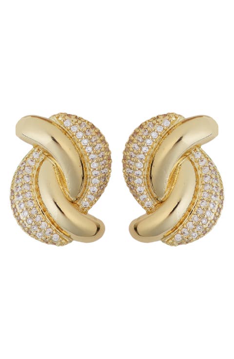 Pavé Crystal Twisted Drop Earrings