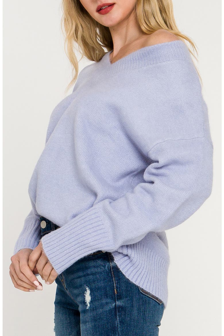 V-Neck Long Sleeve Sweater, Alternate, color, BLUE