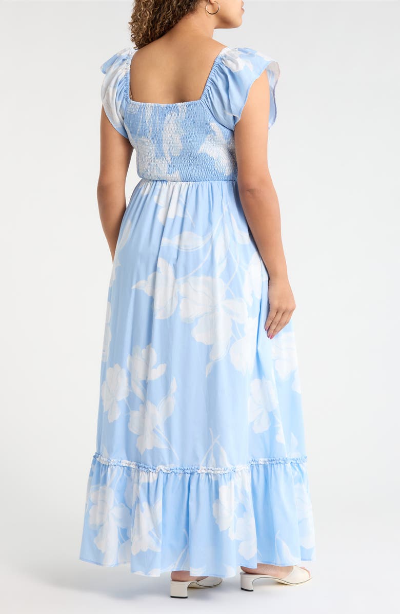 SUGARLIPS Afina Smocked Floral Maxi Dress, Alternate, color, Baby Blue/ Multi