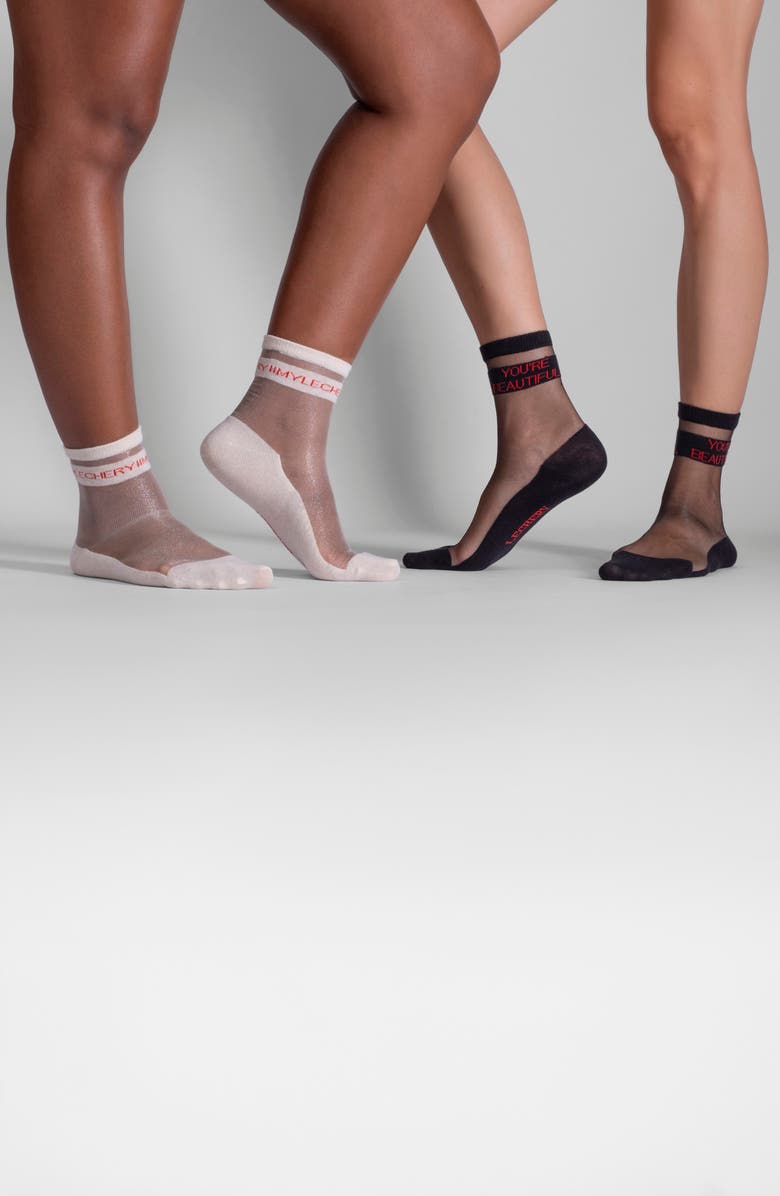 LECHERY<sup>®</sup> 2-Pack MyLECHERY & You're Beautiful Sheer Crew Socks, Alternate, color, 