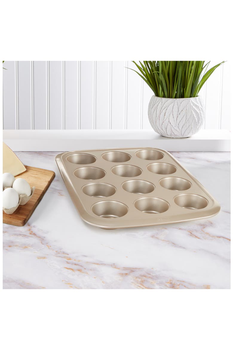 Leo Balance 12-Cup Muffin Pan, Alternate, color, GOLDEN