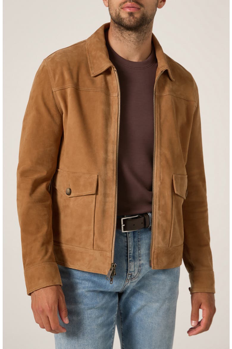 Suede Flight Jacket, Main, color, CAMEL