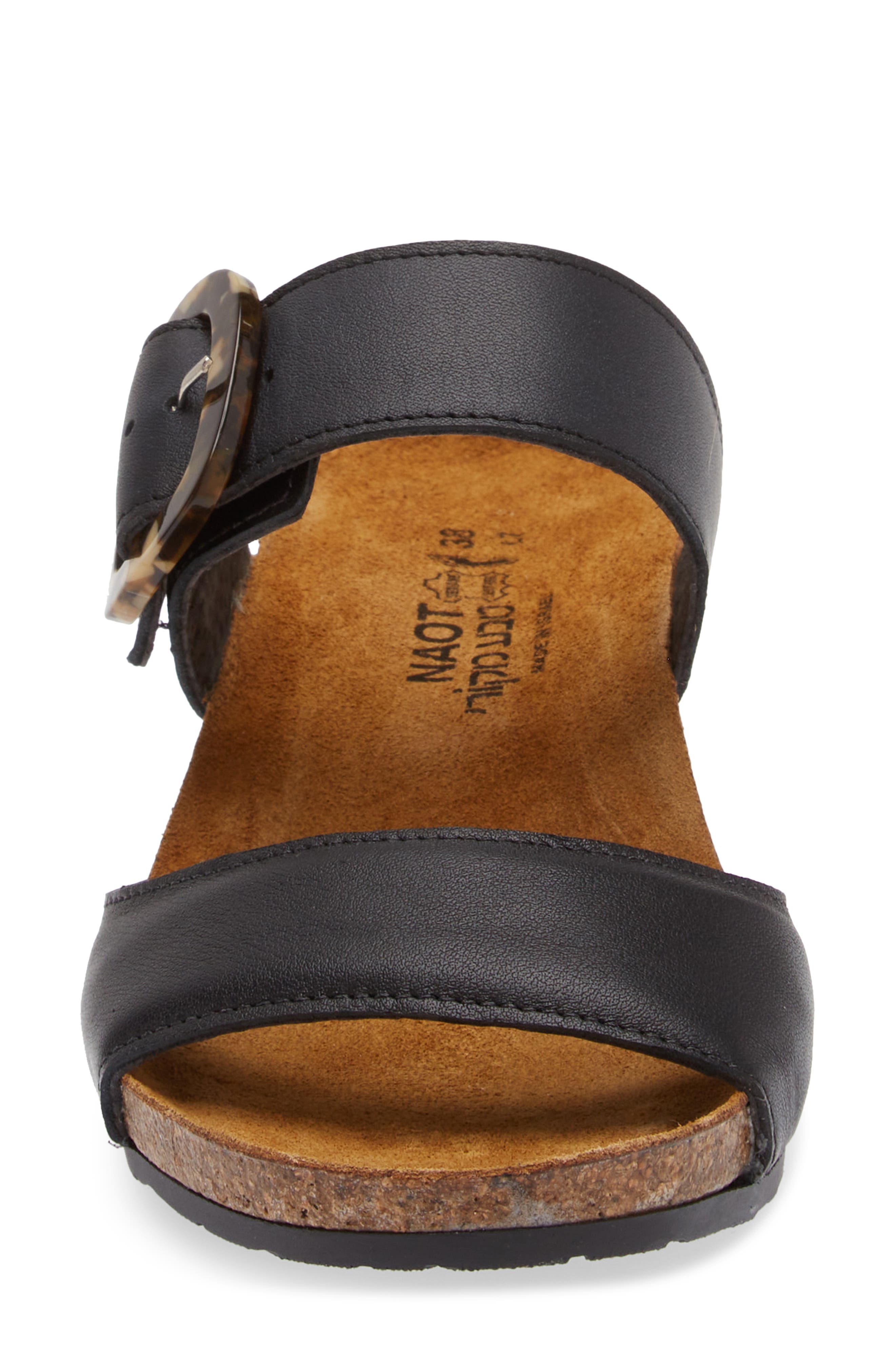 Kingdom Wedge Slide Sandal, Alternate, color, JET BLACK LEATHER