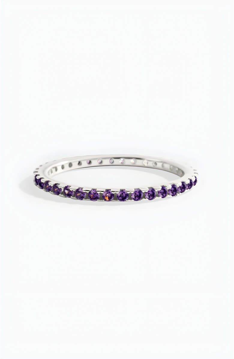 Mint & Lily February Birthstone Eternity Stacking Ring, Alternate, color, 925 Sterling Silver