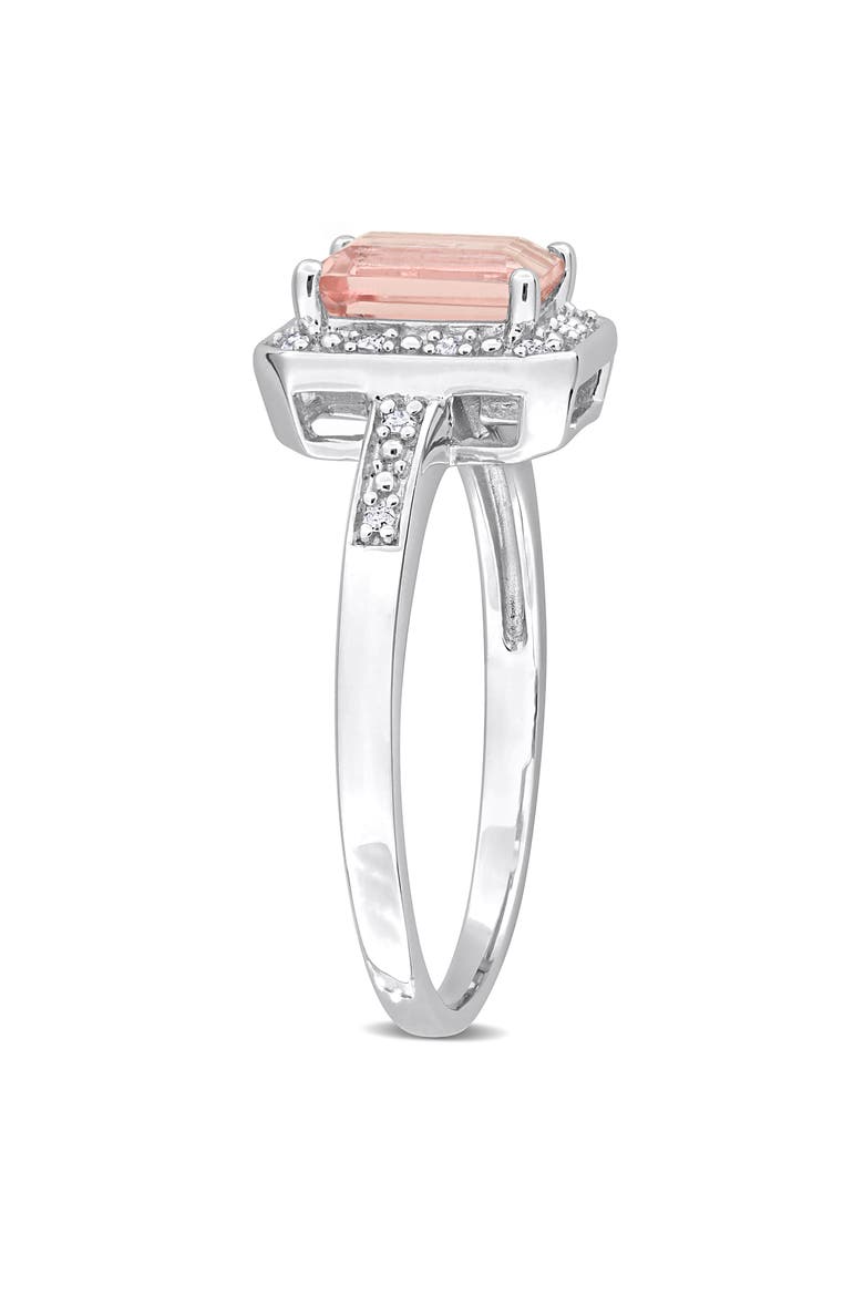 Emerald Cut Morganite & Diamond Halo Ring, Alternate, color, PINK