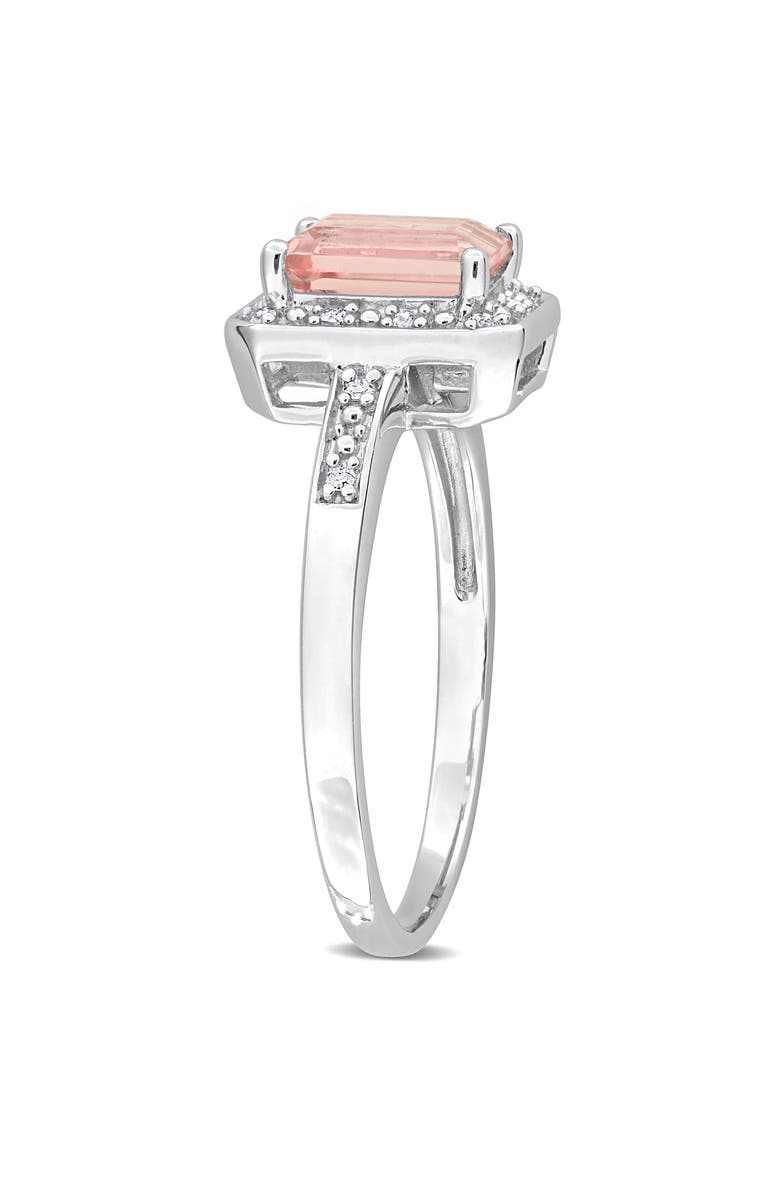 DELMAR Emerald Cut Morganite & Diamond Halo Ring, Alternate, color, Pink