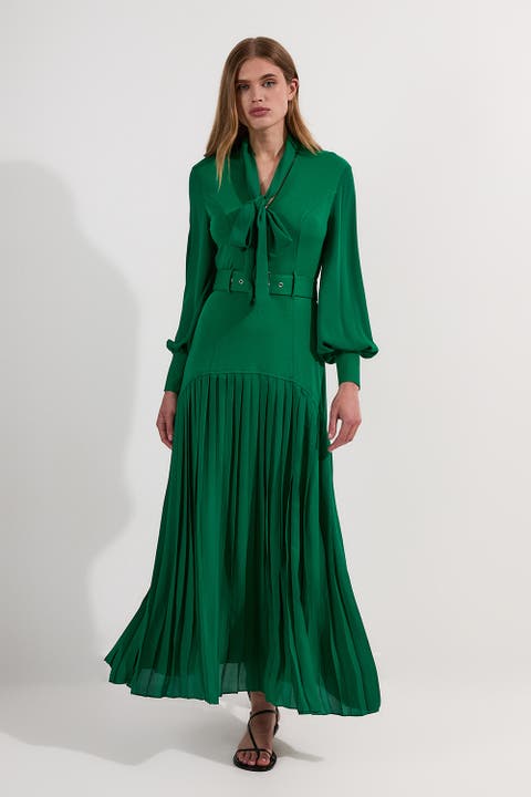 Jersey Ponte Georgette Mix Midi Dress