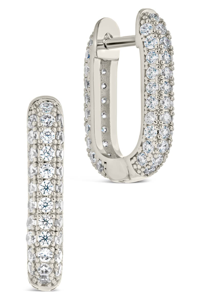 Mara Cubic Zirconia Hoop Earrings, Main, color, SILVER